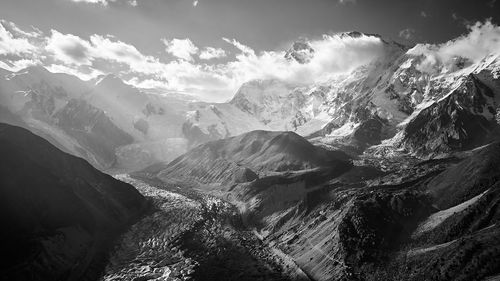 Scenic view of snowcapped mountain of nanga parbat and its glacier.