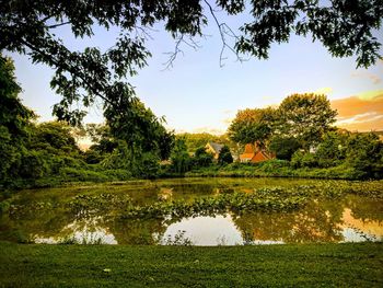 Scenic view of lake against sky