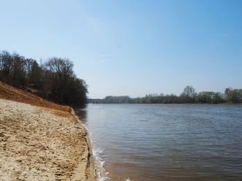 Scenic view of lake against clear sky