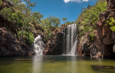 Waterfall against sky