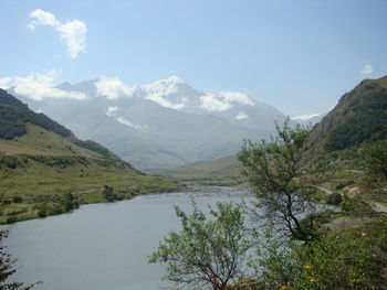 Scenic view of mountains against sky