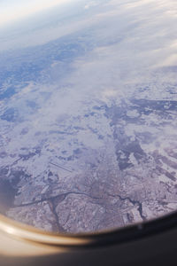 Aerial view of snow covered landscape