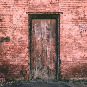 Closed door of old building