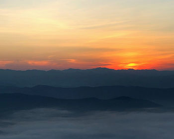 Scenic view of dramatic sky during sunset