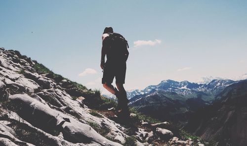 Man hiking on mountain