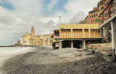 The pebble beach of camogli in italy