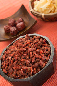 Close-up of meat in basket