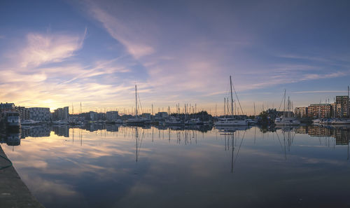Early morning over the wet dock in ipswich, uk