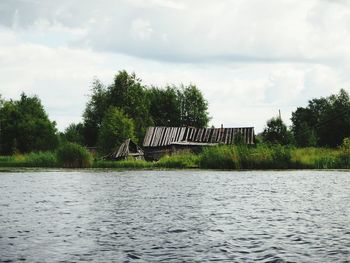 Scenic view of lake against sky