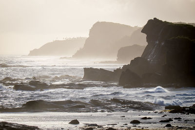 Scenic view of sea against clear sky