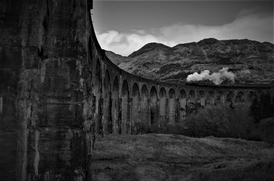 Scenic view of railroad bridge