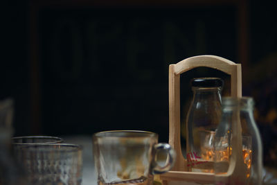 Close-up of coffee in glass on table