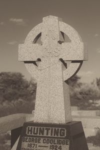 Close-up of cemetery against sky