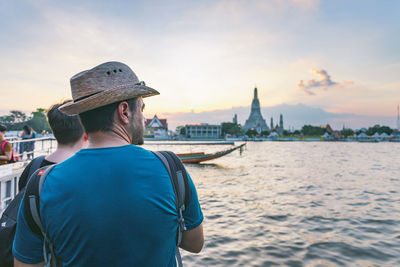 Rear view of man looking at view