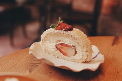 Close-up of dessert on table