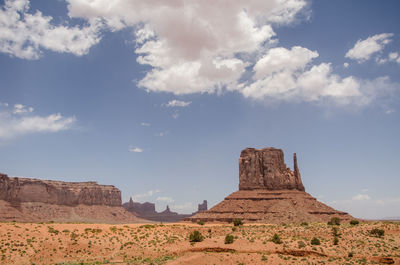 Panoramic view of rock formations against sky