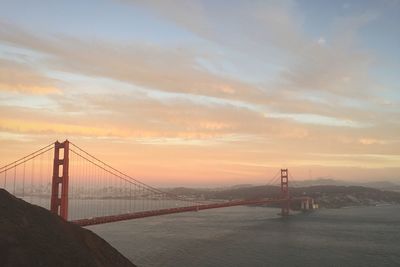 Suspension bridge at sunset