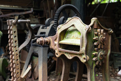 Close-up of old machinery