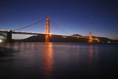 View of suspension bridge at night