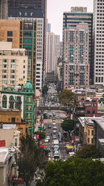 High angle view of buildings in city