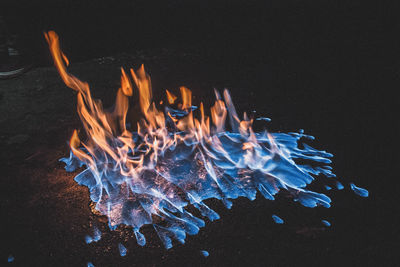 Close-up of bonfire against black background