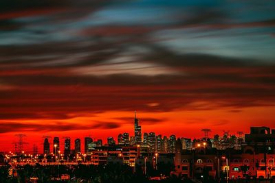 View of cityscape at night