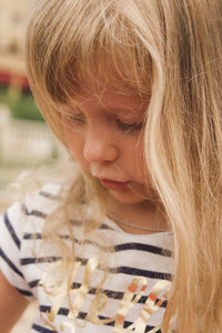 Closeup shot blonde hair