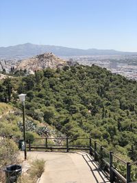 High angle view of landscape against clear sky