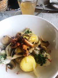 High angle view of meal served in plate