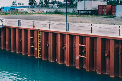 View of buildings in water