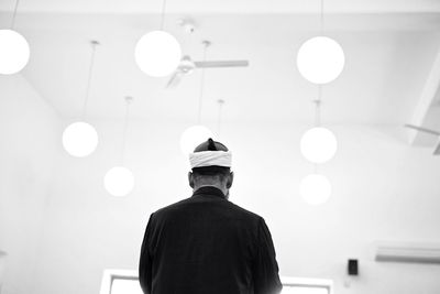 Low angle view of illuminated building