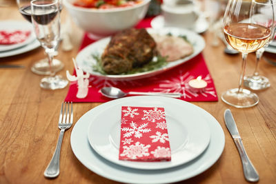 High angle view of food on table