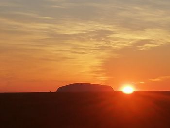 Scenic view of silhouette landscape against sky during sunset