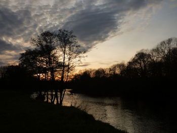 Silhouette trees against sky during sunset