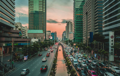 Traffic on road in city