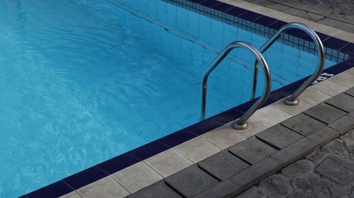 High angle view of swimming pool against wall