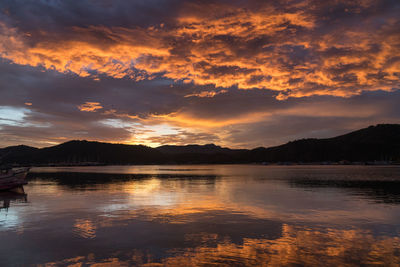 Sunrise from the boat pier in paraty, on the costa verde in the state of rio de janeiro, brazil.