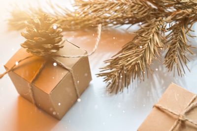 Close-up of christmas decoration in box