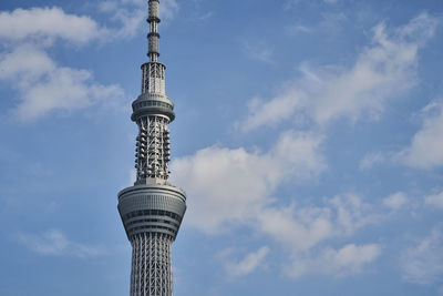 Low angle view of tower against sky
