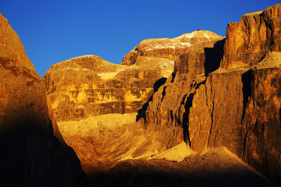 Low angle view of rocky mountains