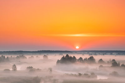 Scenic view of landscape against sky during sunset