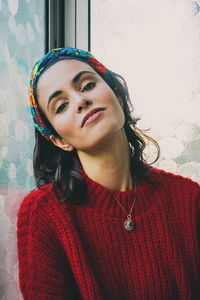 Close-up portrait of young woman