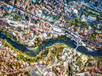 High angle view of buildings in city