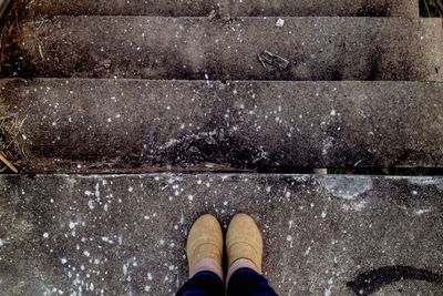 Low section of person standing on steps