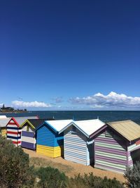 High angle view of beach huts