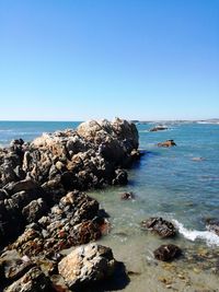 Scenic view of sea against clear sky
