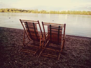 Empty wooden pier on lake