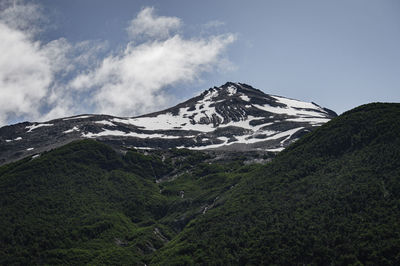 Scenic view of snowcapped mountain against sky