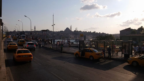 View of city at sunset