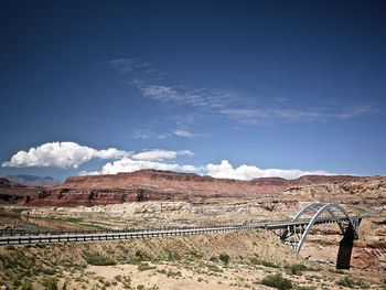 Scenic view of landscape against blue sky